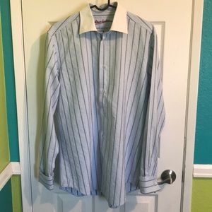 Robert Graham Blue Long Sleeved Dress Shirt Large